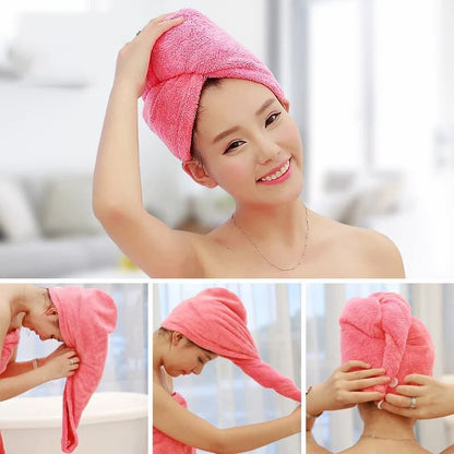 Pack Of 2 Super Absorbent Quick Dry Hair Towel Microfiber Wrap Turban For Women Curly Long Thick Hair (Random Colour)