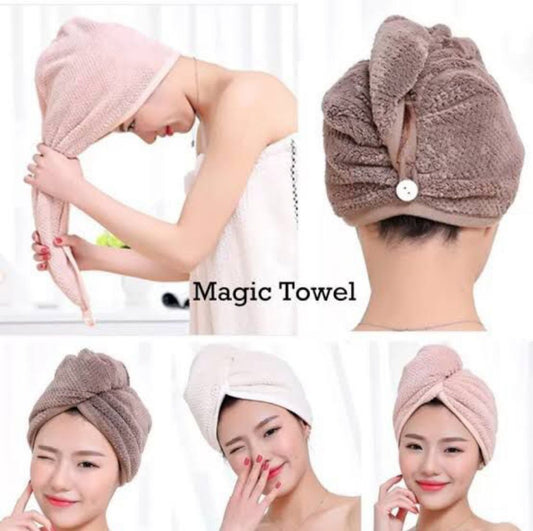 Pack Of 2 Super Absorbent Quick Dry Hair Towel Microfiber Wrap Turban For Women Curly Long Thick Hair (Random Colour)